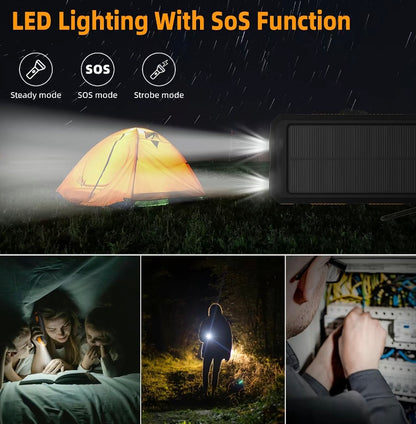 Solar Power Bank 80000Mah Portable Charging Powerbank All Smartphones